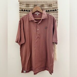 Peter Millar Red and White Striped Polo Shirt